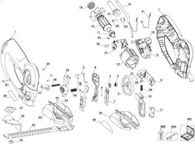 Default Diagram and Parts List for HS600K Type 1 Black and Decker Jig Saw